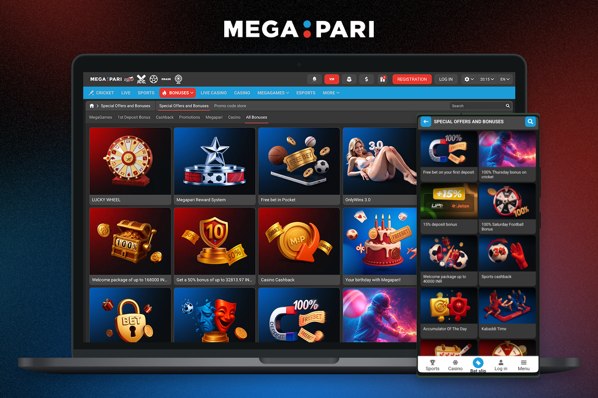Bonuses & special Promo Offers Megapari for players from India