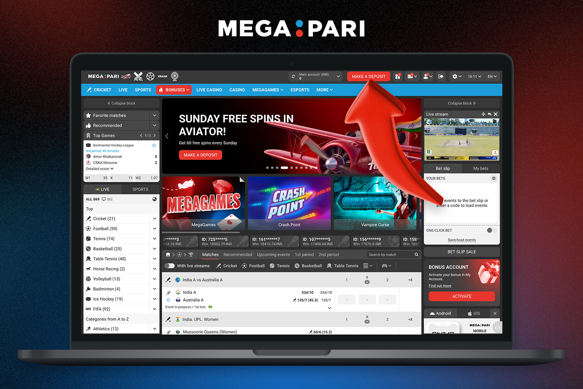 How to make a deposit at Megapari India