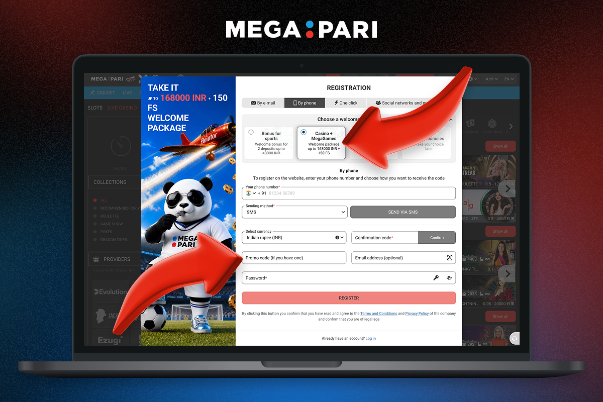 No deposit casino bonus Megapari for Players from India